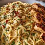 Garlic Parmesan Chicken Spaghetti in Spicy Cajun Cream Sauce