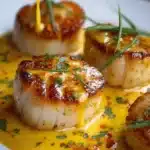 Scallops Luxe in Saffron Cream Sauce