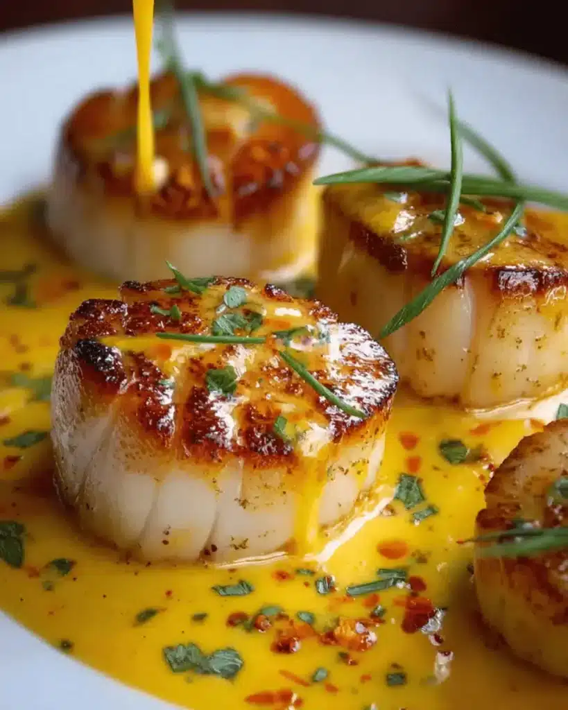 Scallops Luxe in Saffron Cream Sauce