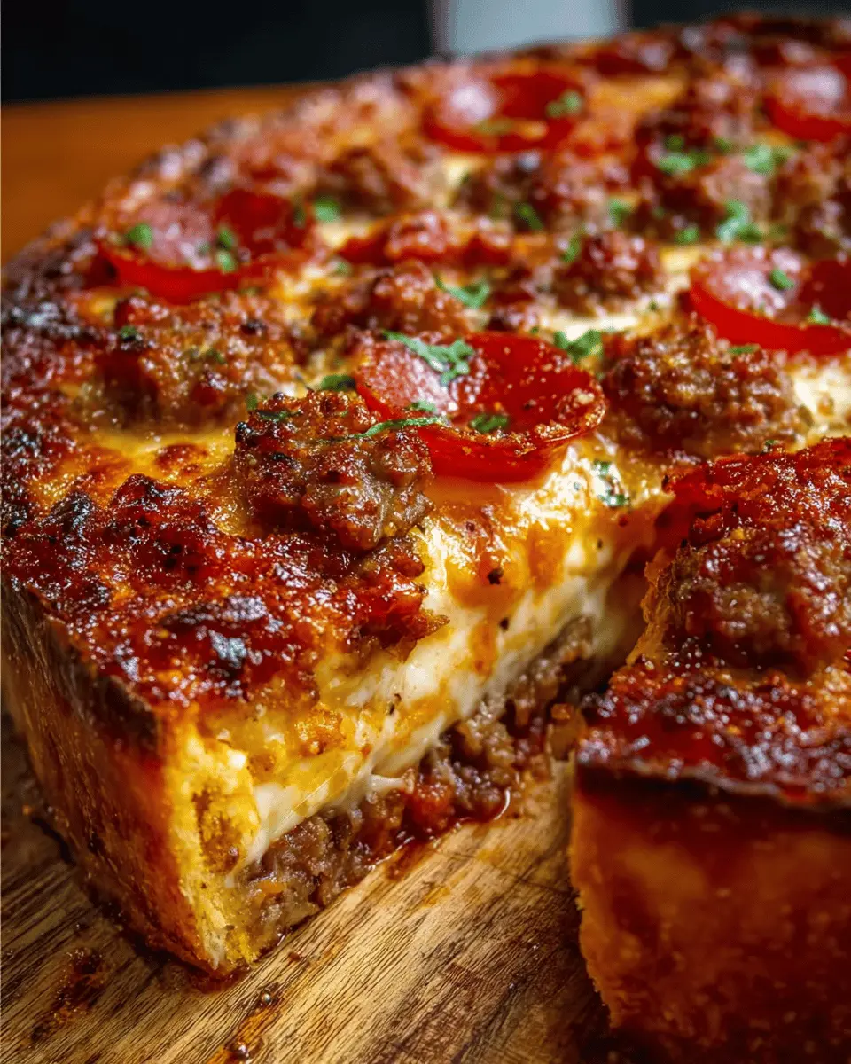 Deep Hamburger Beef Sausage & Pepperoni Pie