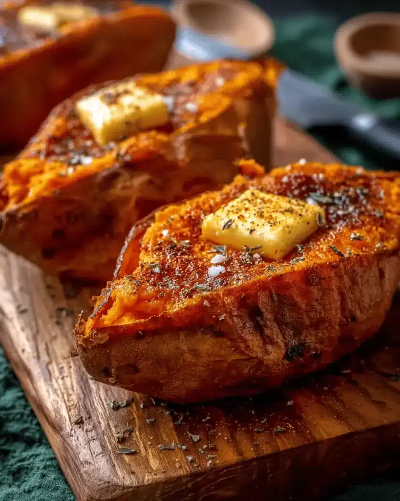 Cinnamon Butter Baked Sweet Potatoes
