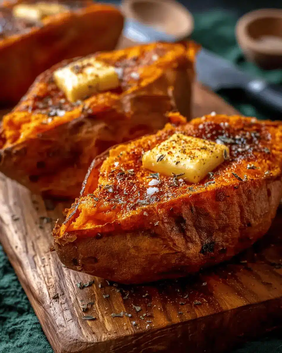 Cinnamon Butter Baked Sweet Potatoes