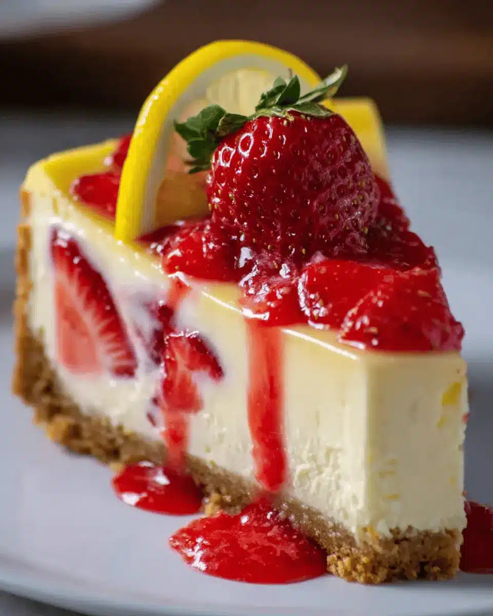 Refreshing Lemon Strawberry Cheesecake