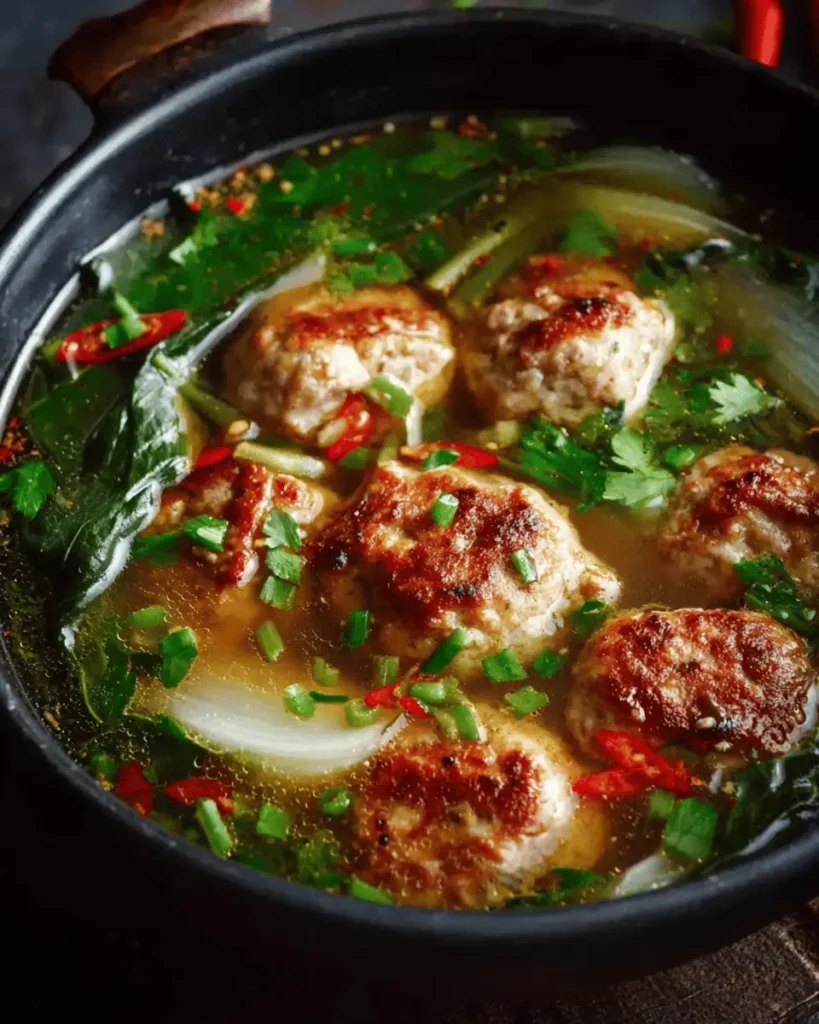 Ginger Chicken Meatball Soup