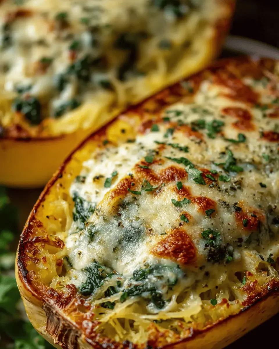 Cheesy Spinach Stuffed Spaghetti Squash with Garlic Sage Butter