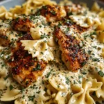 Garlic Butter Chicken Bowties with Mozzarella Cream Sauce