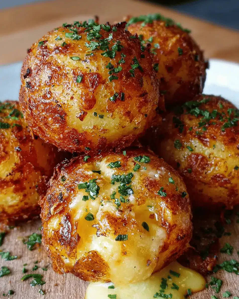 Crispy Potato & Cheese Bombs with Garlic Butter