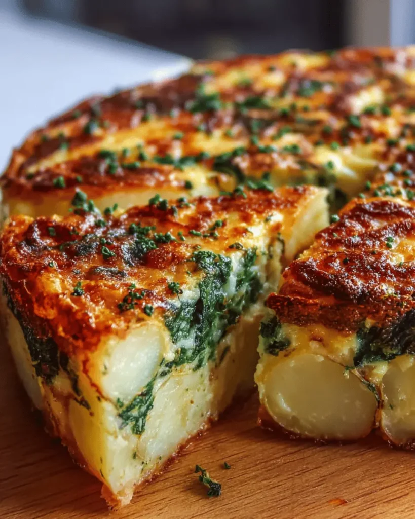 Cheesy Potato & Spinach Quiche (No Crust)
