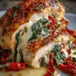 Roasted Red Pepper, Spinach, and Mozzarella Stuffed Chicken
