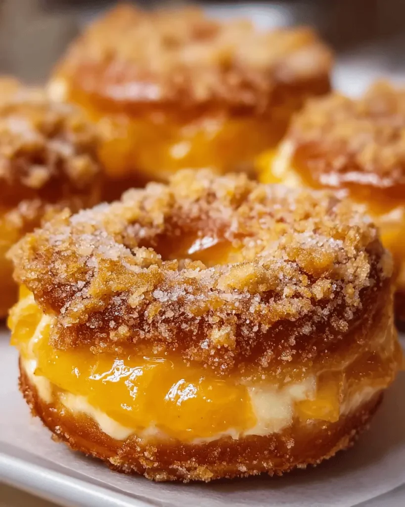 Classic Peach Cobbler Cheesecake Donuts