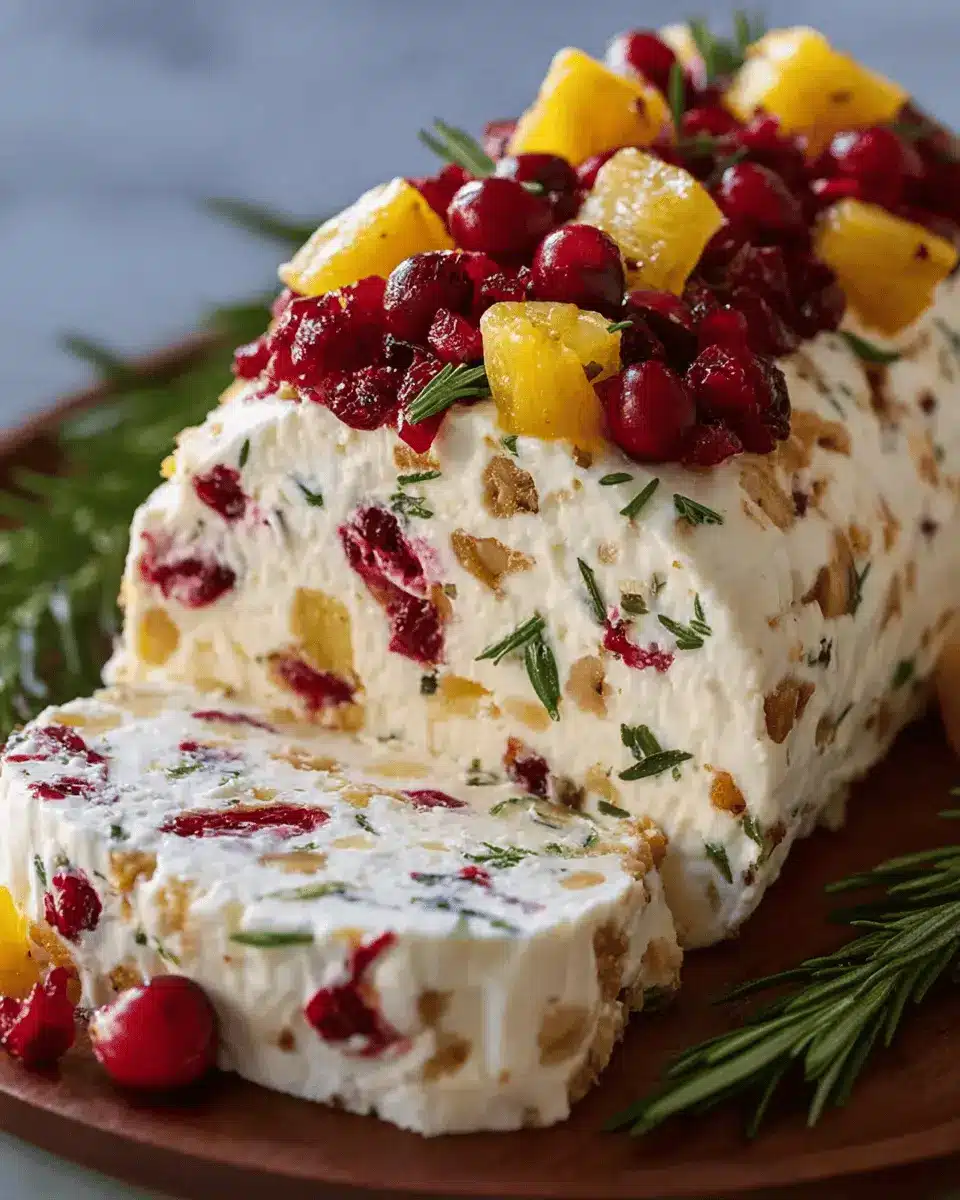 Pineapple Cranberry Holiday Cheese Log