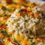Creamy Chicken and Rice Casserole with Italian Herbs and Colby Jack Cheese
