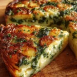 Cheesy Potato & Spinach Quiche (No Crust)