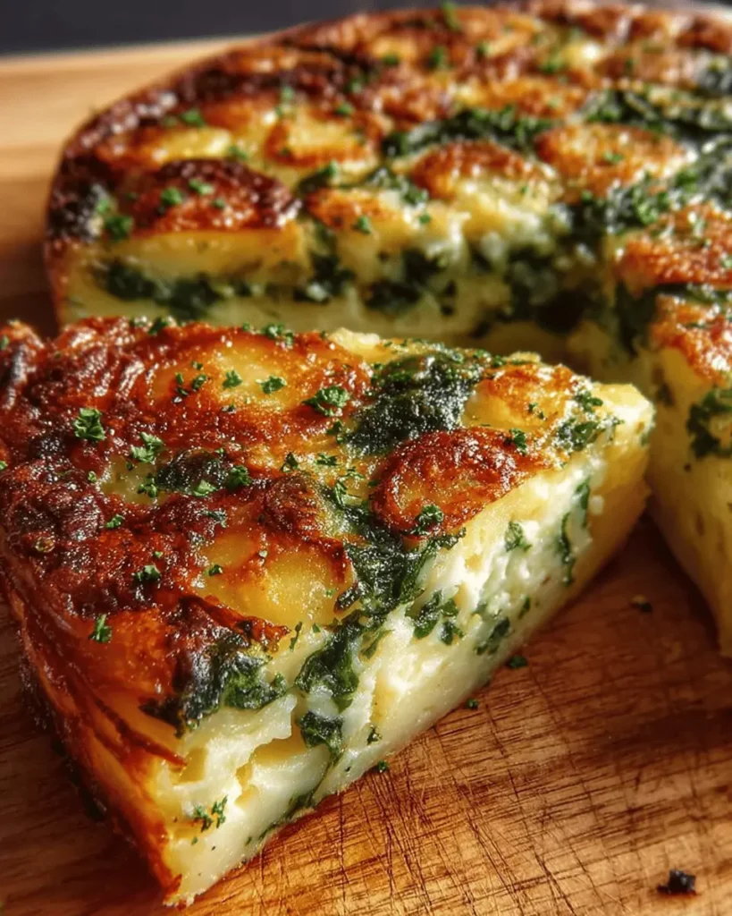Cheesy Potato & Spinach Quiche (No Crust)