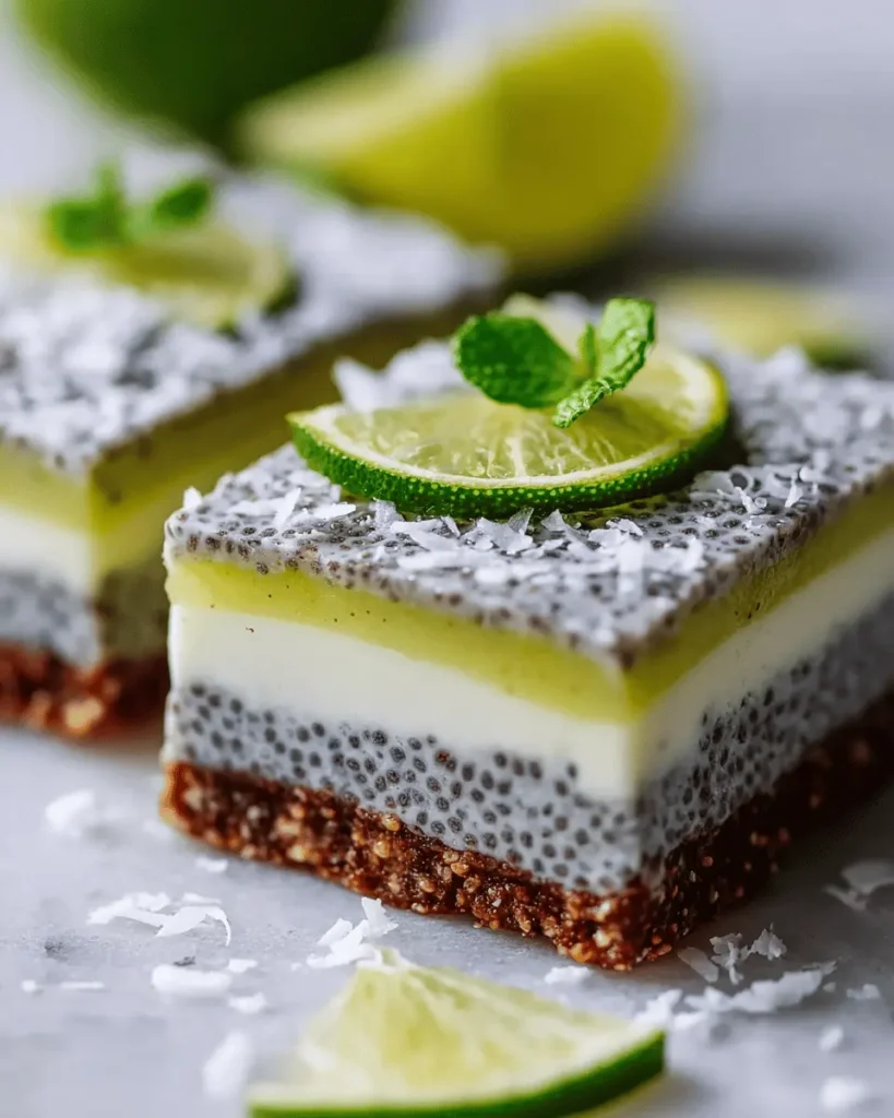 Refreshing No-Bake Chia Pudding Bars with Zesty Coconut Lime
