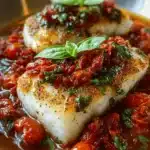 Seared Cod with Tomato Basil Sauce