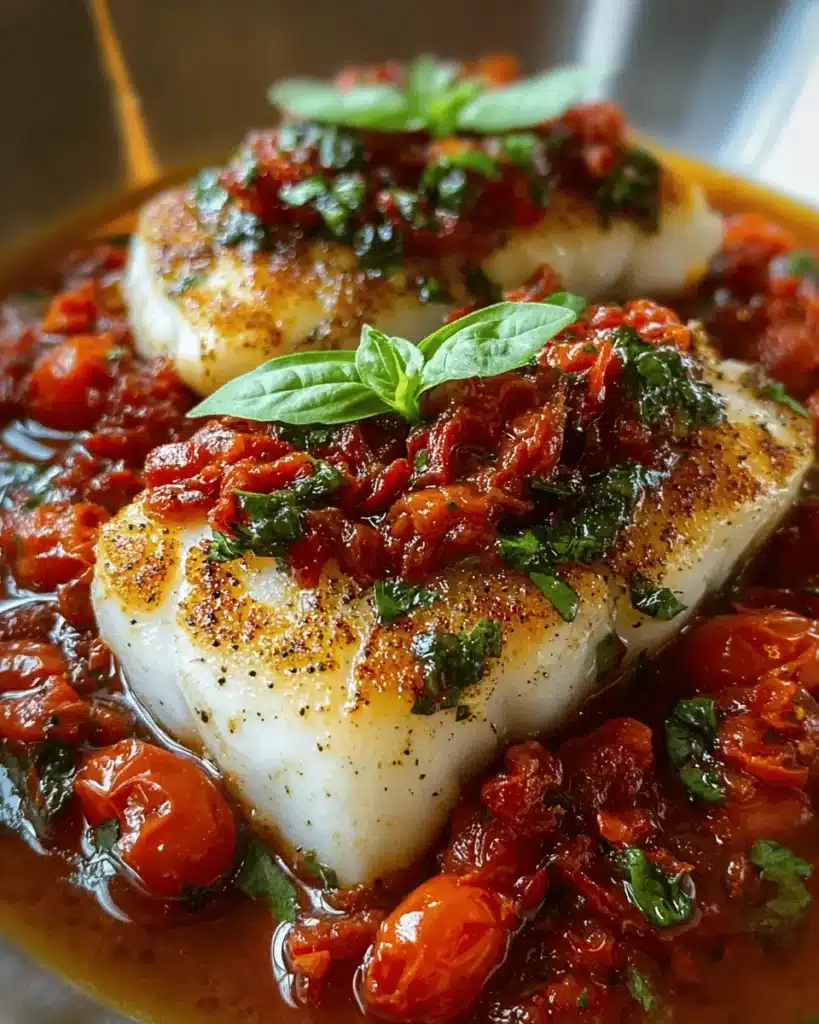 Seared Cod with Tomato Basil Sauce