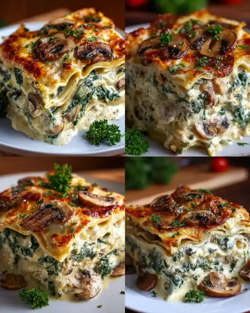 Creamy Mushroom Spinach Lasagna