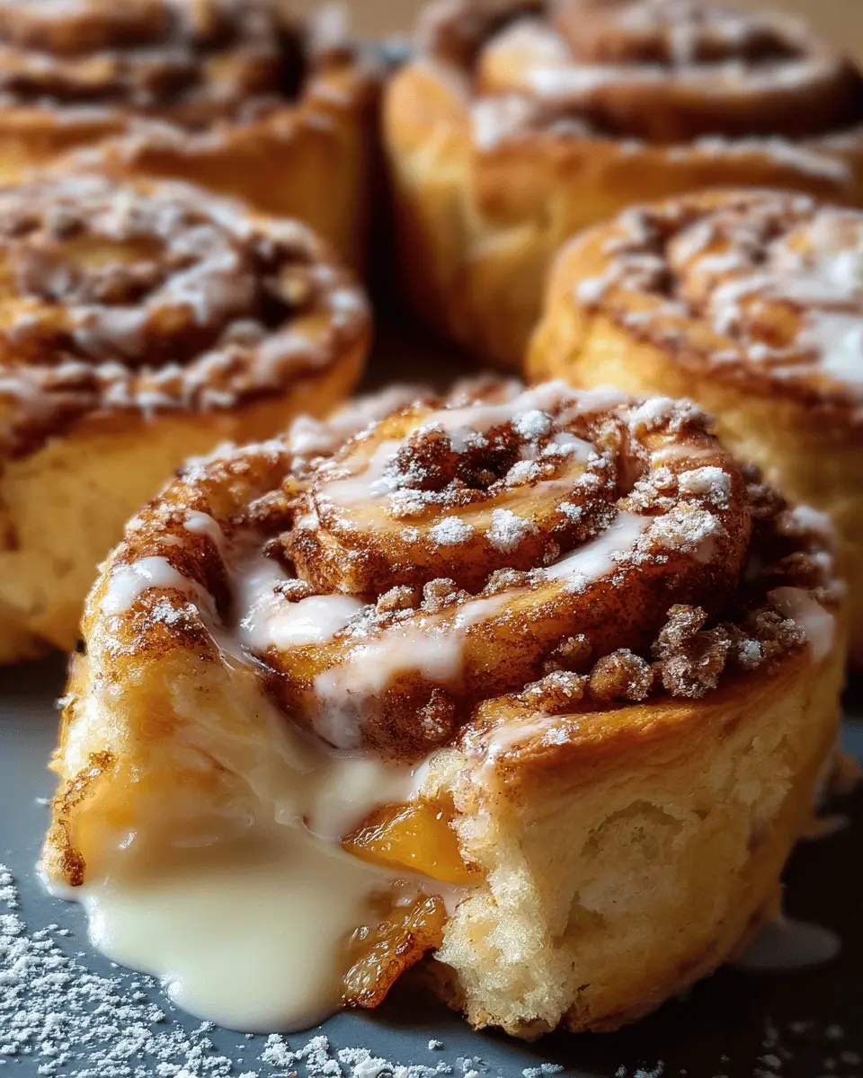 Peach Cheesecake Cinnamon Rolls