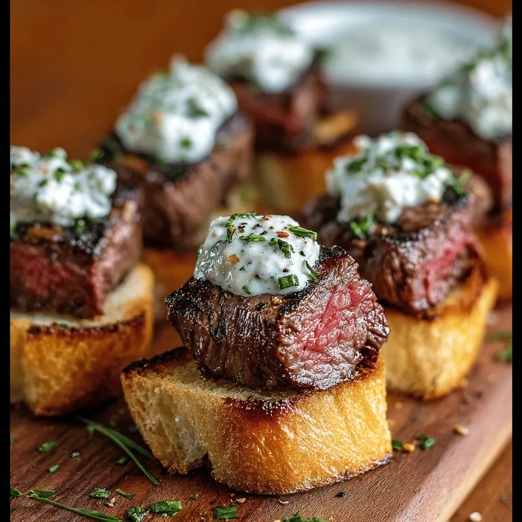 Garlic Bread Steak Bites with Horseradish Cream