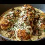 Creamy Asiago Mushroom Chicken Skillet