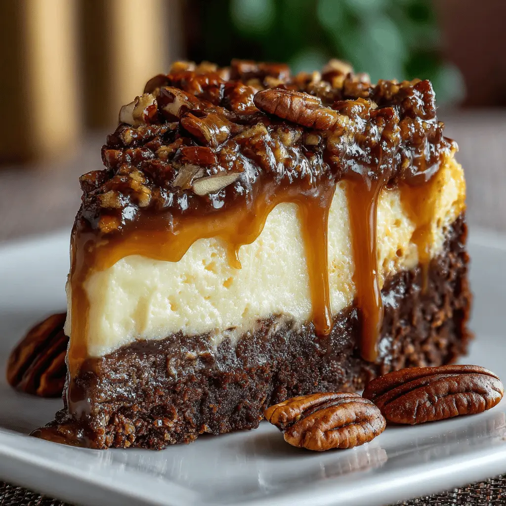 Caramel Pecan Brownie Cheesecake