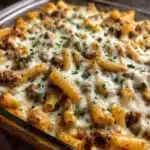 Creamy Beef Alfredo Ziti Casserole (Easy Dinner)
