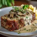 Homemade Meatloaf with Rich and Creamy Mushroom Gravy