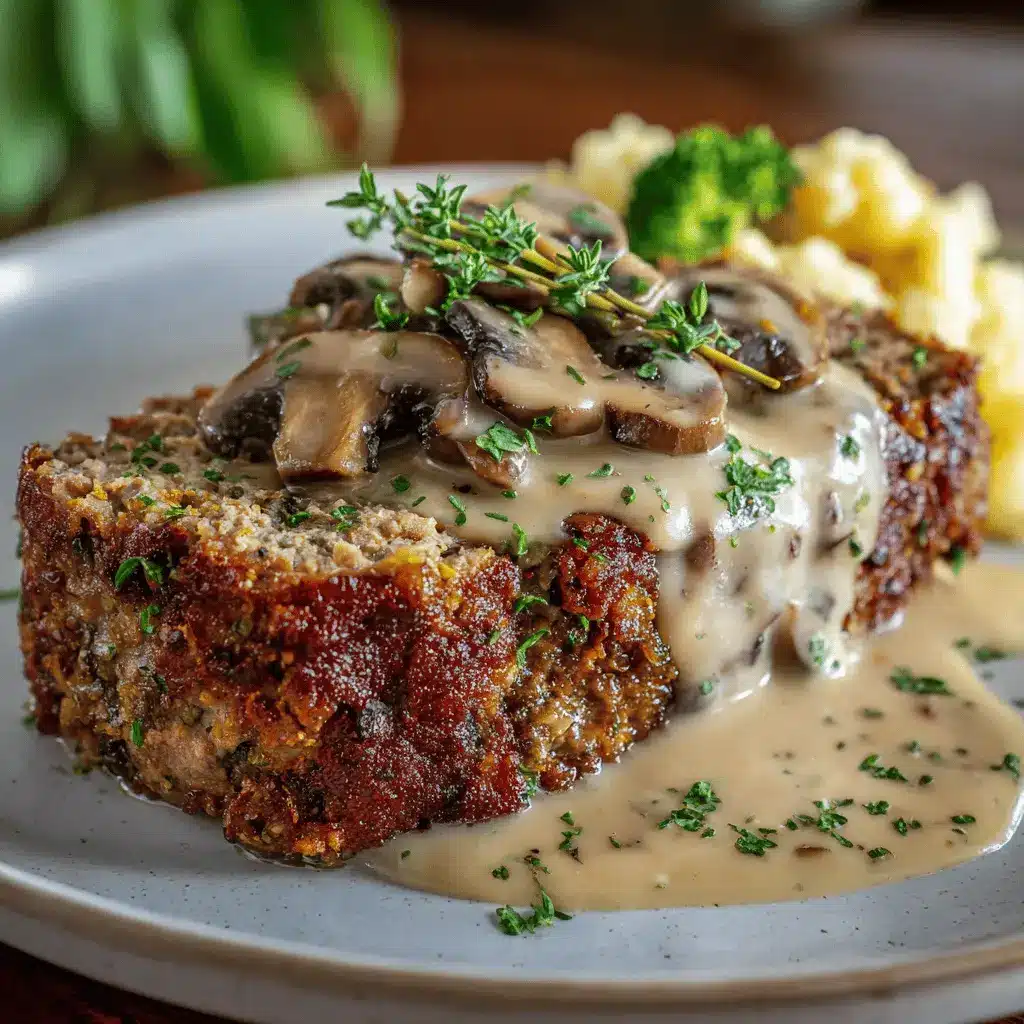 Homemade Meatloaf with Rich and Creamy Mushroom Gravy