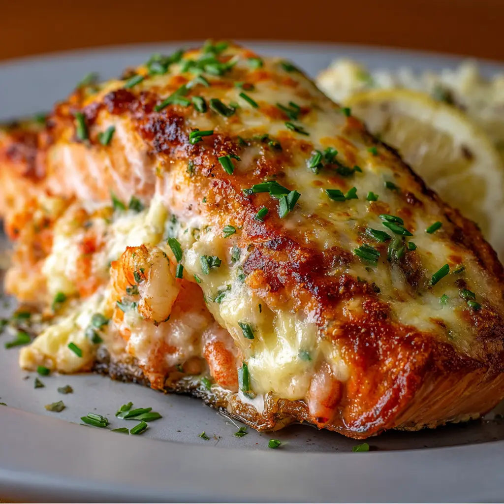 Cheesy Shrimp-Stuffed Salmon