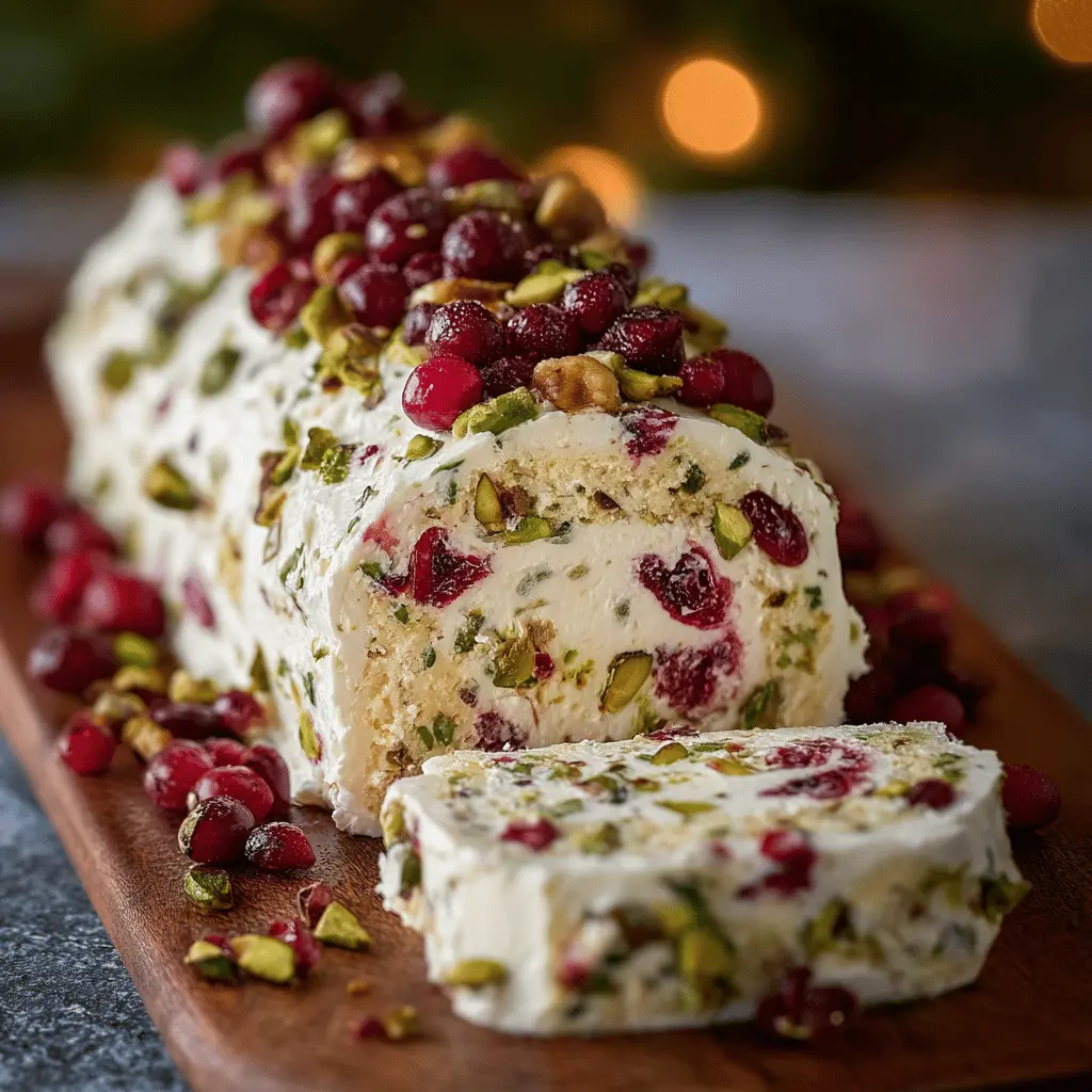 Holiday Cranberry Pistachio Cream Cheese Celebration Log