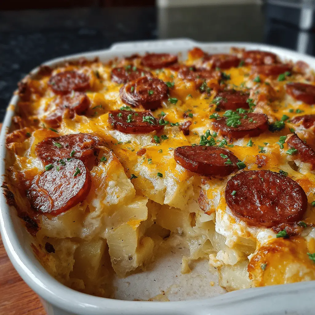 Cheese Potato and Smoked Sausage Casserole