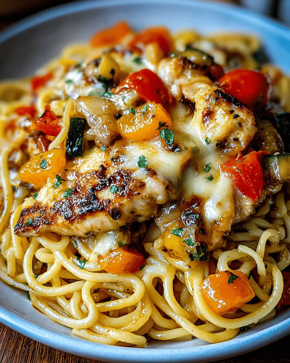 Cheesy Chicken Garlic Butter Roasted‑Veggie Spaghetti