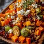 Caramelized Butternut Squash, Carrots, Brussels Sprouts & Sweet Potato with Feta, Walnuts & Cranberry‑Honey Glaze