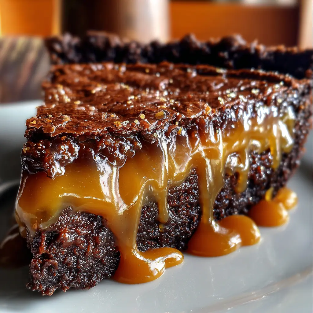 Rich Gooey Caramel Brownie Pie
