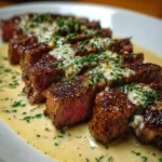 Juicy Steak with Creamy Garlic Sauce
