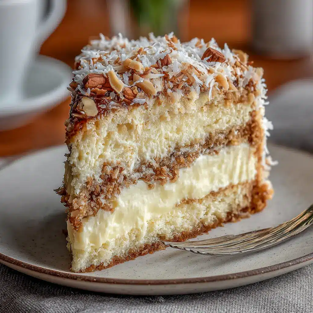 White German Chocolate Cake with Cheesecake Center