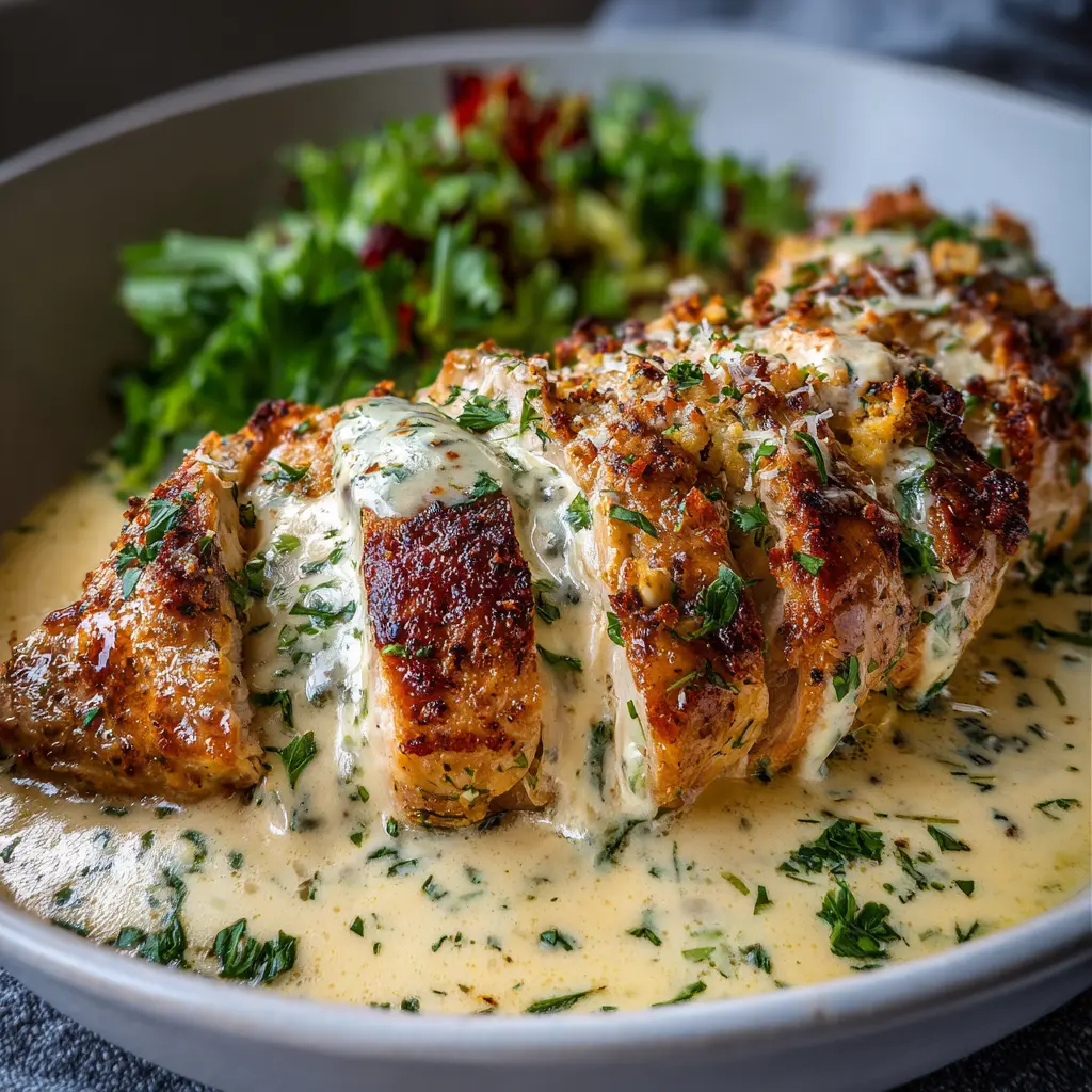 Baked Caesar Chicken with Creamy Parmesan Sauce