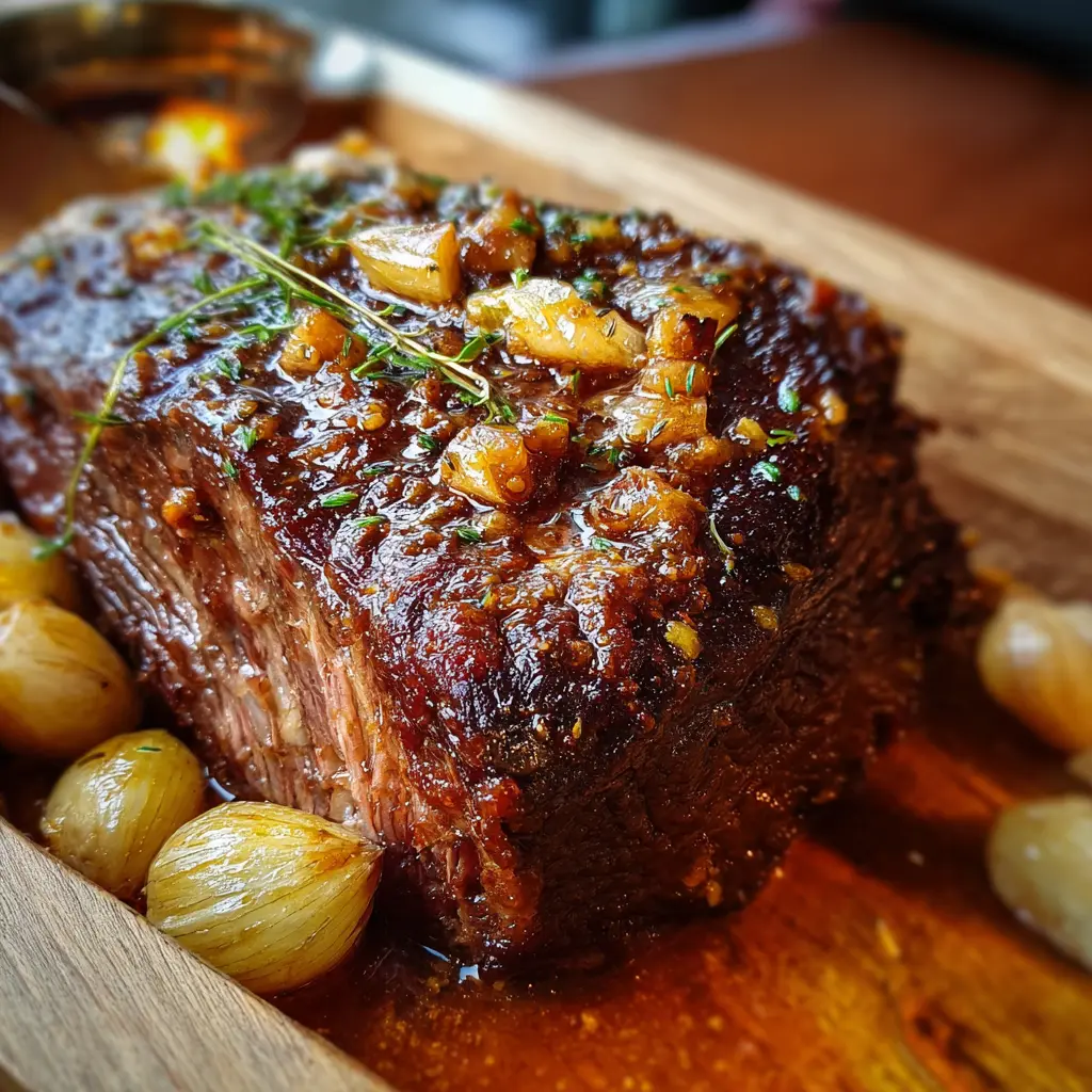 Slow-Roasted Garlic & Honey Beef Shoulder