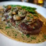 Steak Diane with Mushroom Cream Sauce