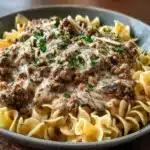 Easy Slow Cooker Ground Beef Stroganoff