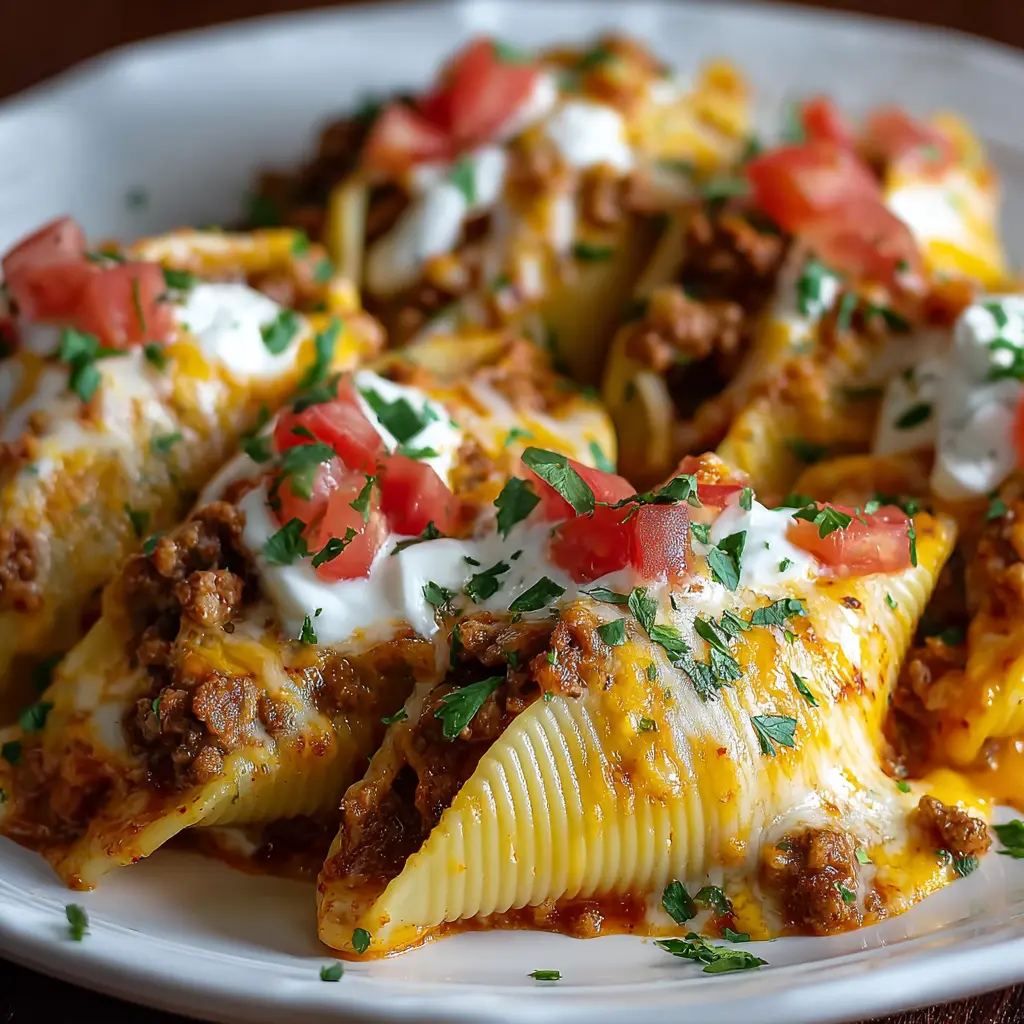 Creamy Taco Stuffed Shells with Queso