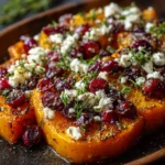 Roasted Butternut Squash with Cranberries and Feta