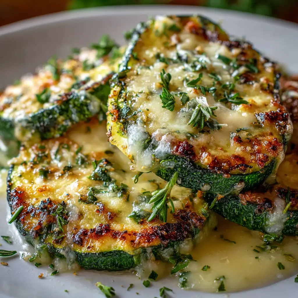 Gourmet Garlic Zucchini Steaks with Cheese