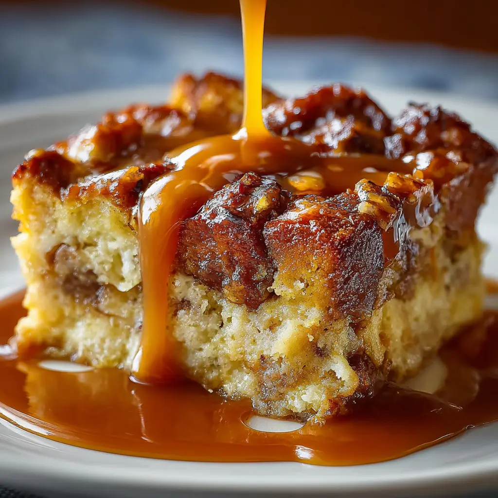 Classic Bread Pudding with Caramel Sauce
