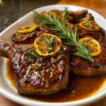 Lemon Rosemary Beef Chops in Brown Gravy