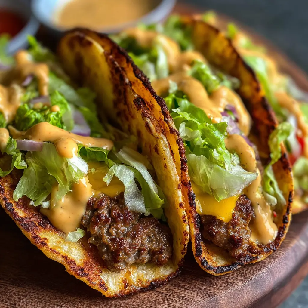 Sourdough Smash Burger Tacos with Sharp Cheddar