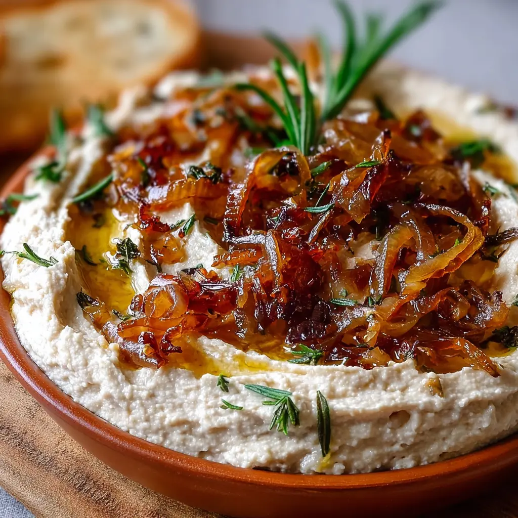 Whipped White Bean Spread with Caramelized Onions & Rosemary