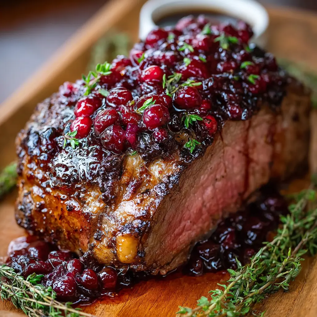Cranberry Balsamic Ribeye Roast
