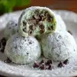 Mint Chocolate Chip Snowball Cookies